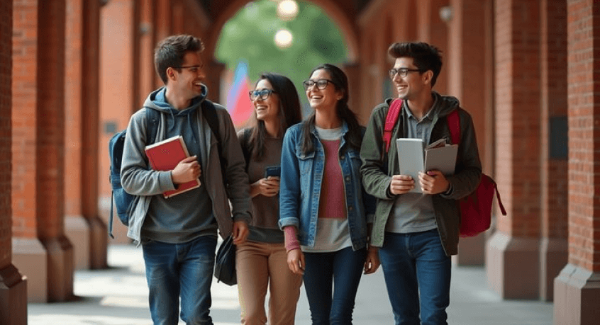Students walking together on campus