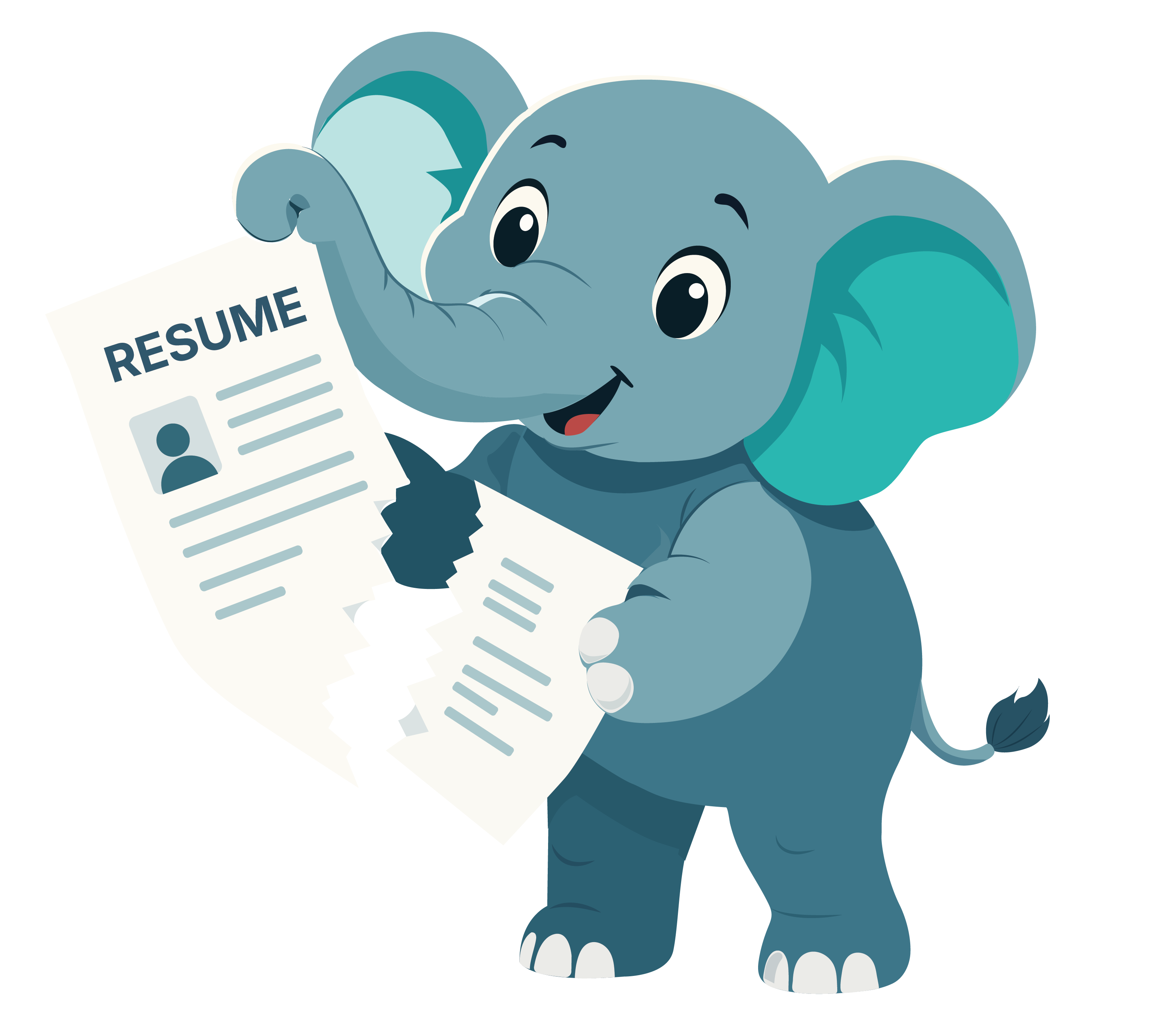 Prepado elephant reviewing a resume